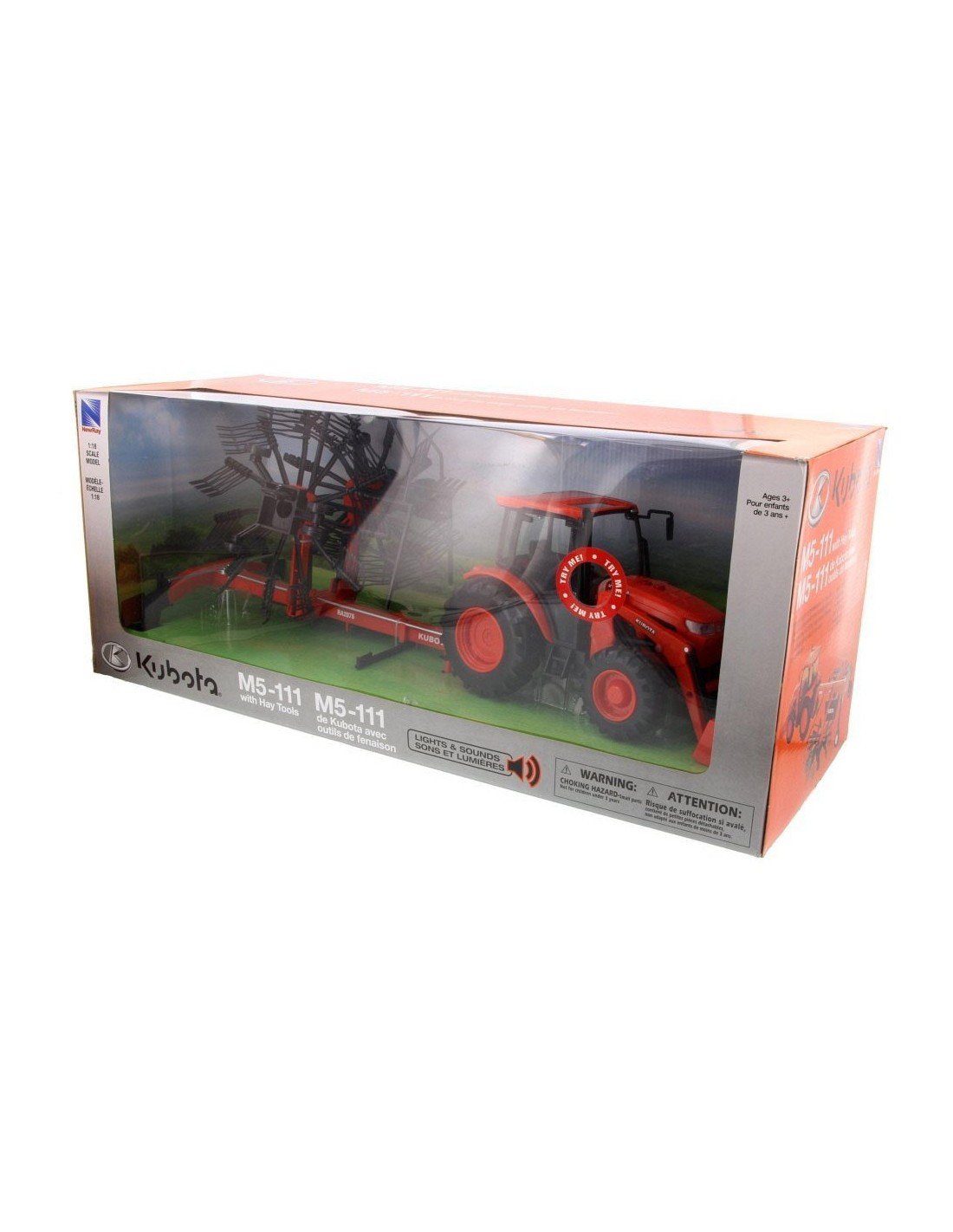 1:18 B/O KUBOTA M5-111 WITH RAKE RA2076, LIGHT & SOUND - TRY ME - immagine 2