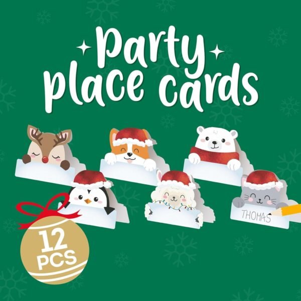 12 CHRISTMAS PLACE CARDS - SET DI 12 SEGNAPOSTO NATALIZI