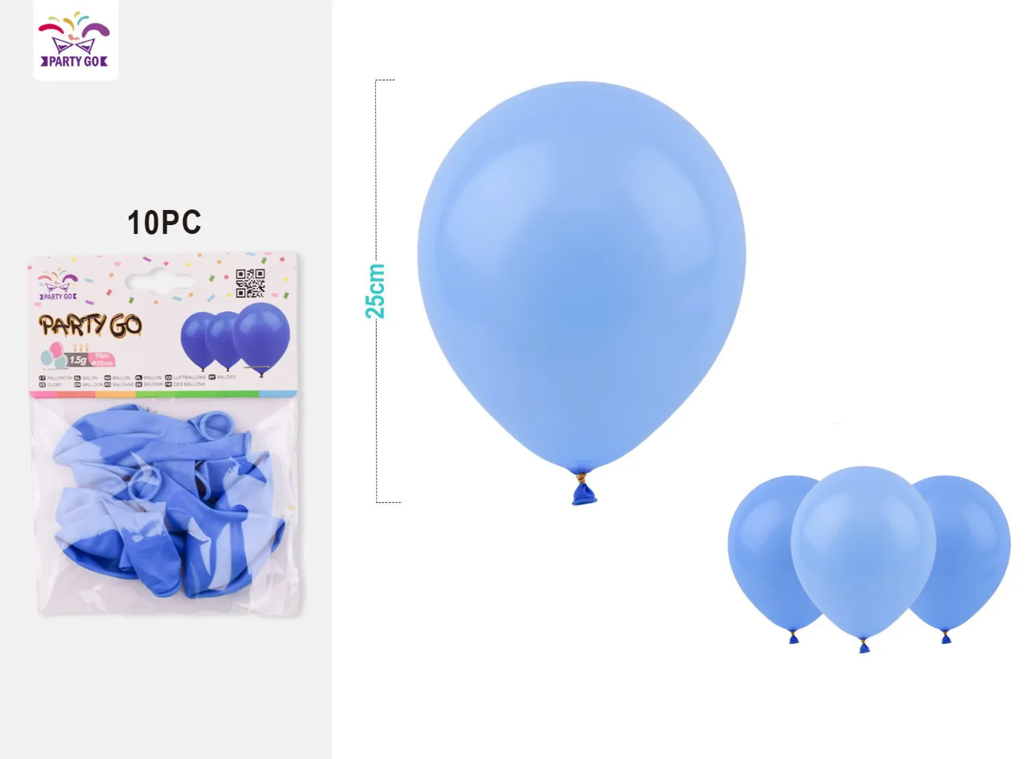 1.5G PALLONCINI IN LATTICE AZZURRO 25CM 10PC
