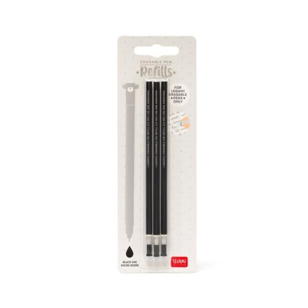 3 REFILL  PENNA GEL CANCELLAB. ERASABLE PEN REFILLS BLACK