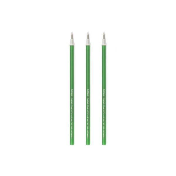 3 REFILL  PENNA GEL CANCELLAB. ERASABLE PEN REFILLS GREEN -