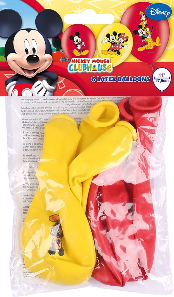 6 Palloncini Mickey col. ass. 27 cm