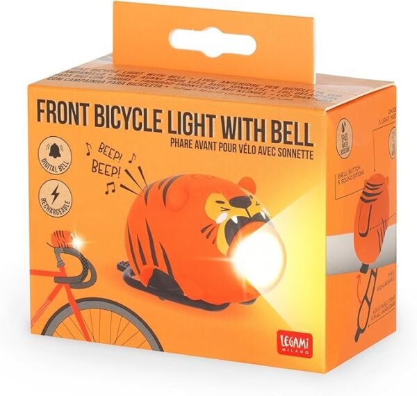 LUCE AN. RICARICABILE PER
BICI - FRONT BICYCLE LIGHT
WITH BELL - TIGER