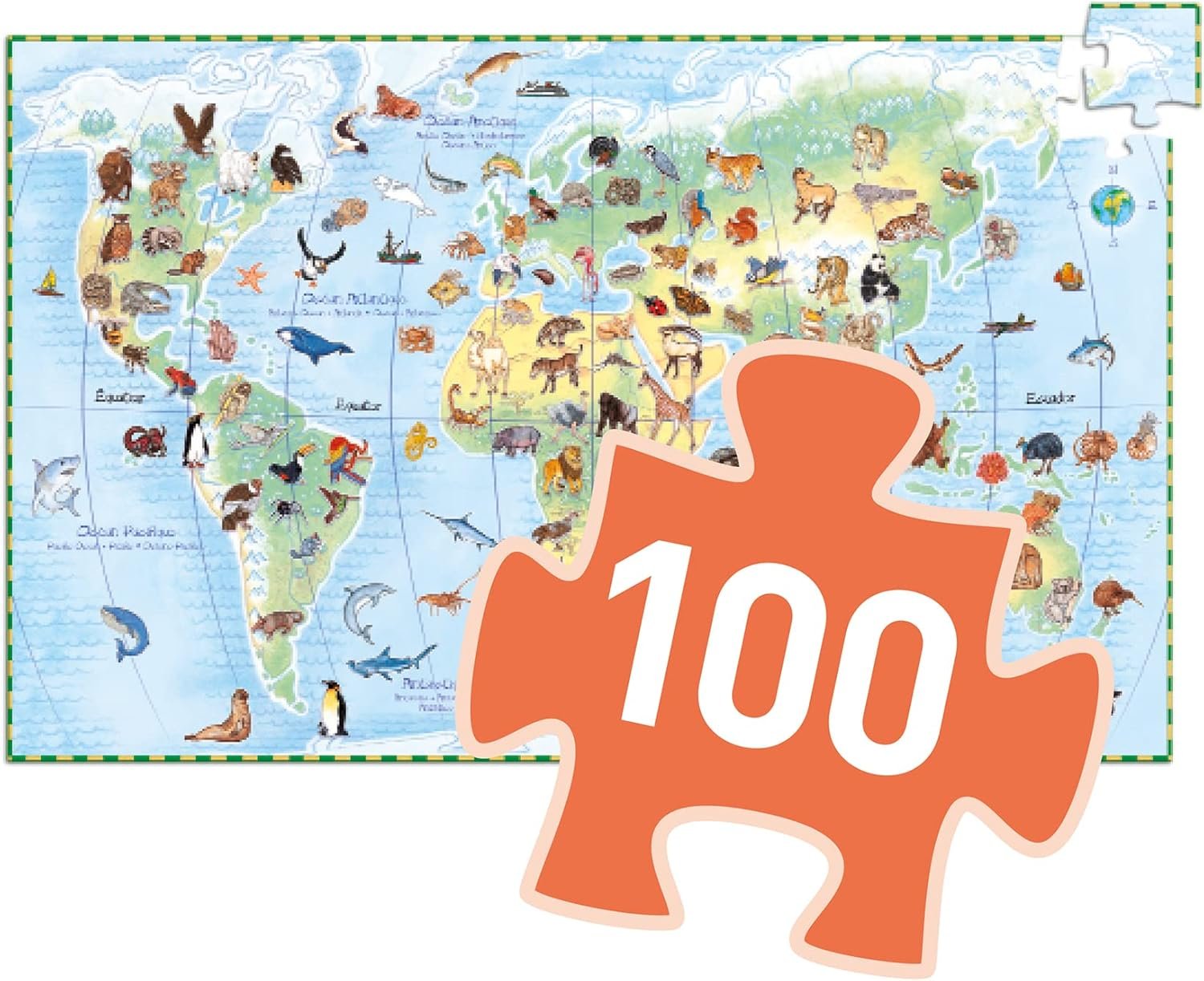 OBSERVATION PUZZLE - World's animals + booklet - 100 pcs - immagine 2