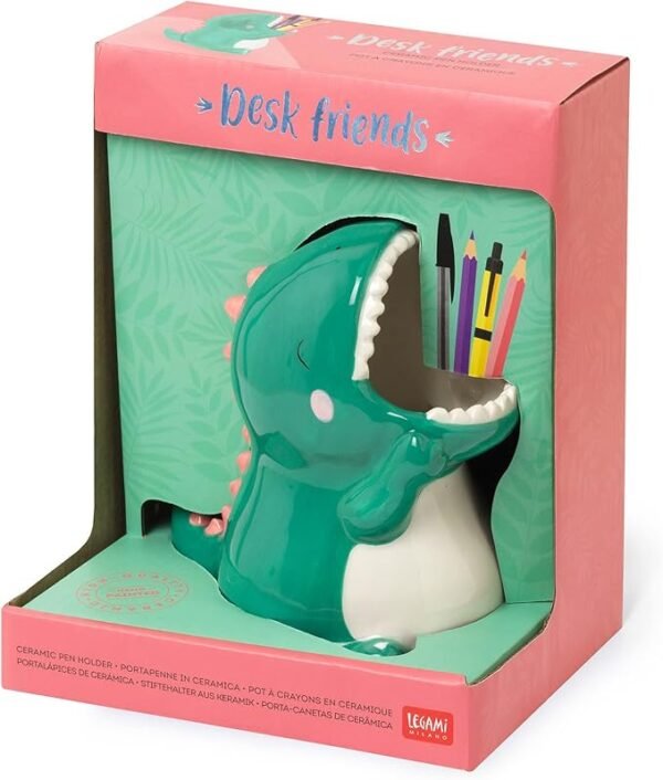 Desk friends - portapenne in ceramica - dino