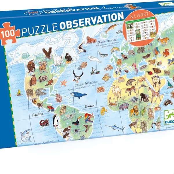 OBSERVATION PUZZLE - World's animals + booklet - 100 pcs