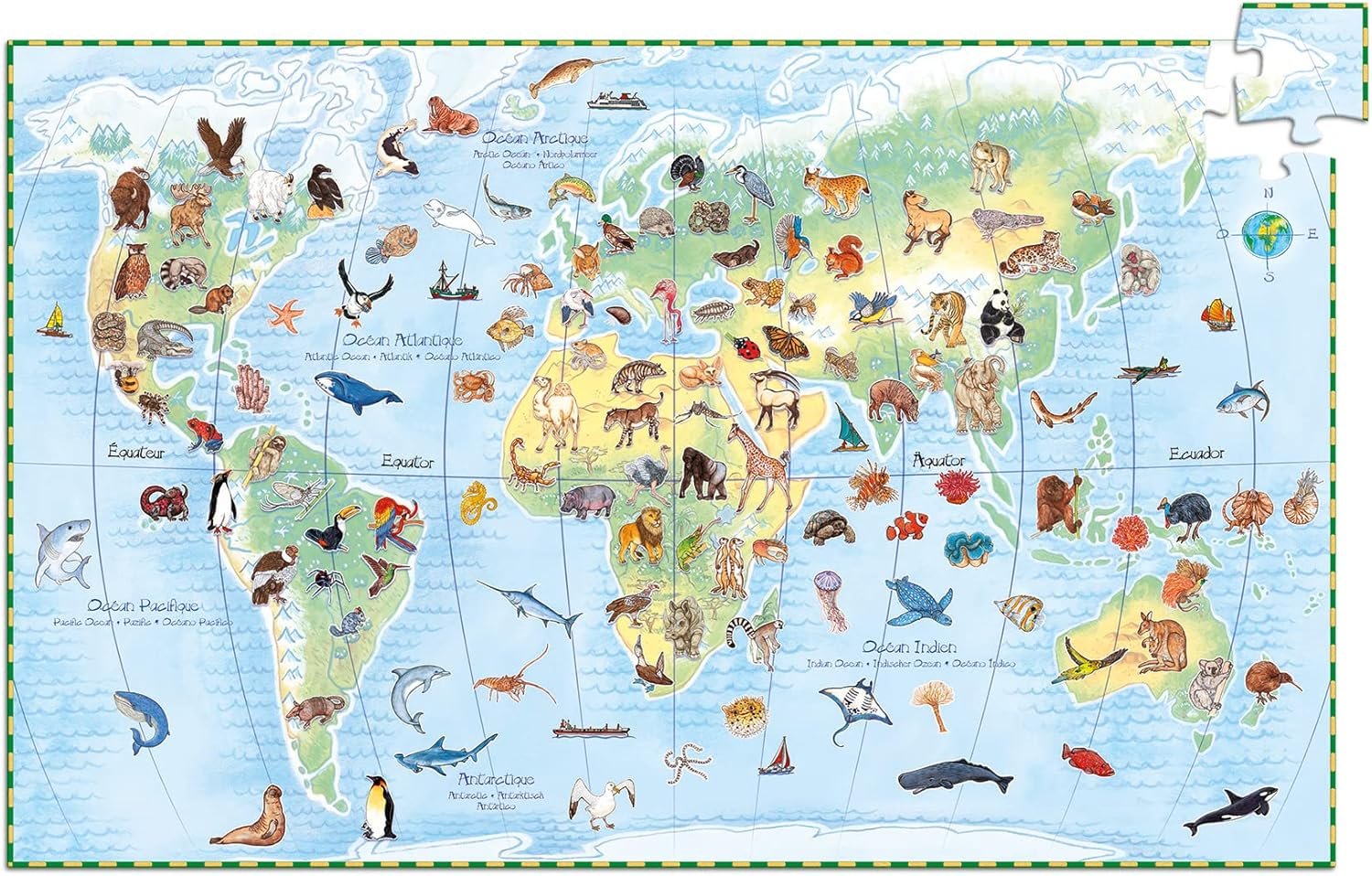 OBSERVATION PUZZLE - World's animals + booklet - 100 pcs - immagine 4