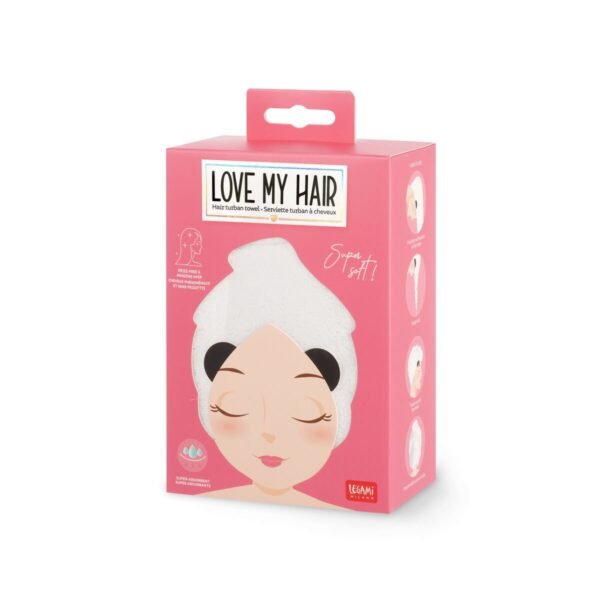 Asciugamano capelli turbante - love my hair - panda