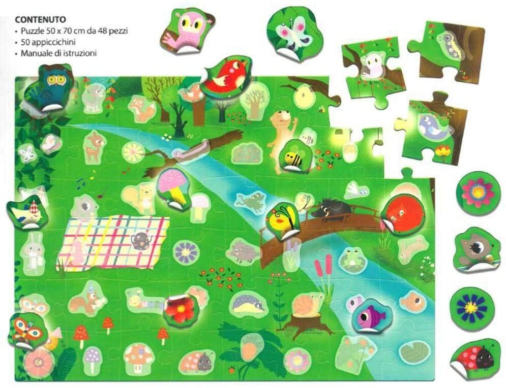 APPICCICHINI ATTACCA E STACCA MAXI PUZZLE IL BOSCO 48PZ - immagine 3
