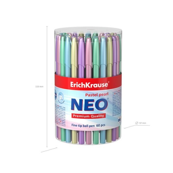 Ballpoint pen ErichKrause&reg; Neo&reg; Pastel Pearl, ink color: blue (tube 60 pcs.)