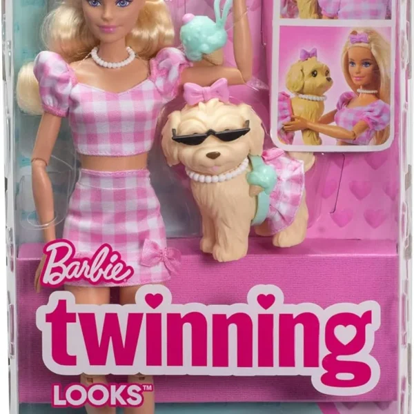 Barbie cuccioli a passeggio pois rosa