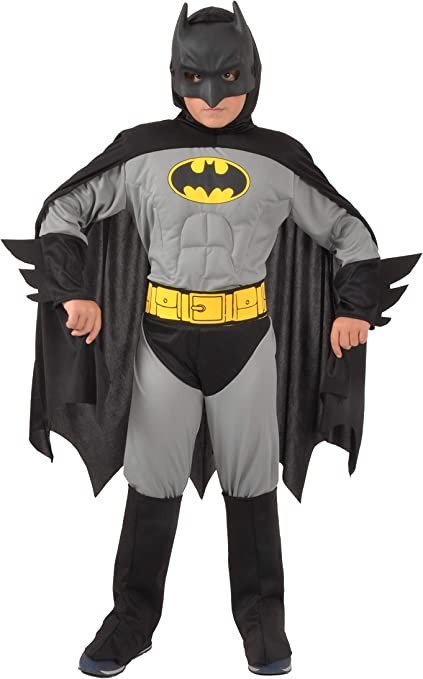 BATMAN COSTUME REVERSIBILE GRIGIO/NERO C/MUSCOLI 8/10 anni