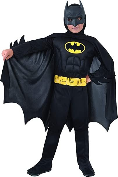 BATMAN COSTUME REVERSIBILE GRIGIO/NERO C/MUSCOLI 8/10 anni