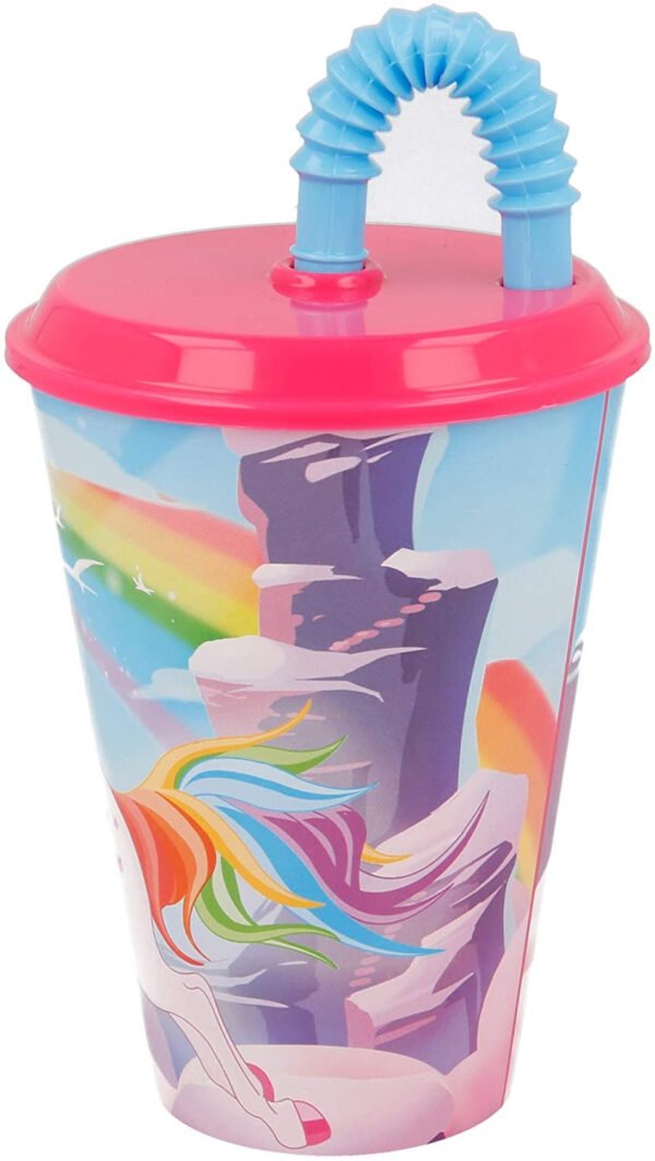 Bicchiere con cannuccia unicorn