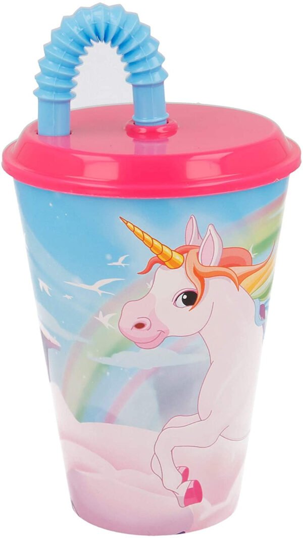 Bicchiere con cannuccia unicorn