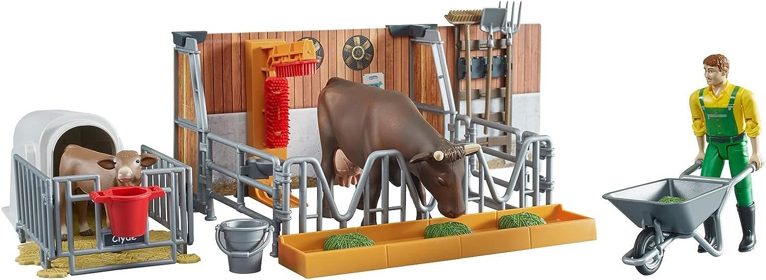 bworld Cow and calf barn with
farmer - immagine 2