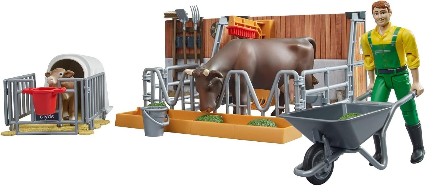 bworld Cow and calf barn with
farmer - immagine 3