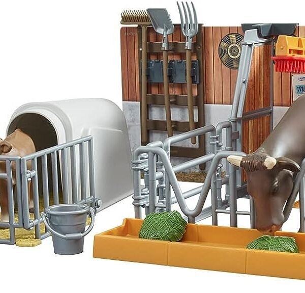 bworld Cow and calf barn with
farmer