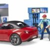 bworld Petrol station and car wash + BRUDER Roadster