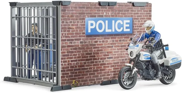 bworld Police station con moto della polizia e 2 figure