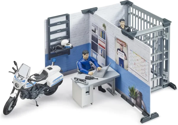 bworld Police station con moto della polizia e 2 figure