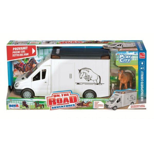 CAMION VAN TRASPORTO CAVALLI FRIZIONE SUONI E LUCI