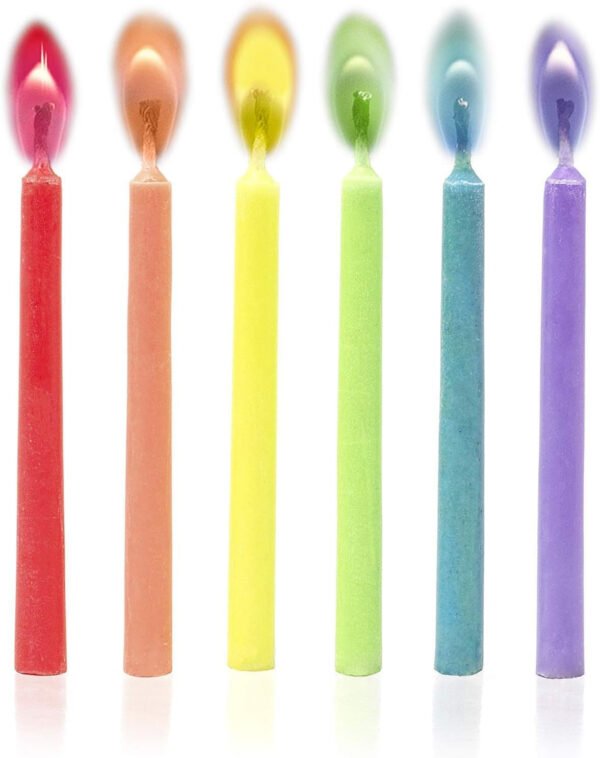 CANDELINE CON FIAMMA COLORATA - PARTY CANDLES WITH COLOURED FLAMES - MULTICOLOR