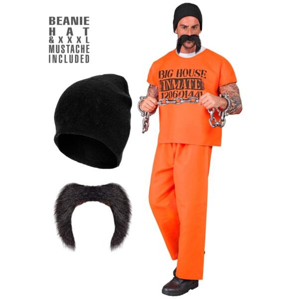 Carcerato (maglietta, pantaloni, berretto, baffi)