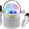 Cassa acustica wireless con 2 microfoni senza filo e
sfera luci led da discoteca