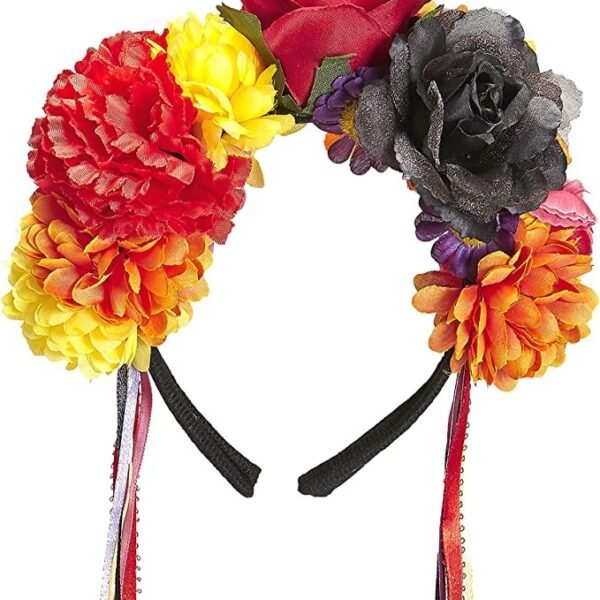 cerchietto-fiori-con-nastri-multicolore.jpg "CERCHIETTO FIORI CON NASTRI MULTICOLORE"