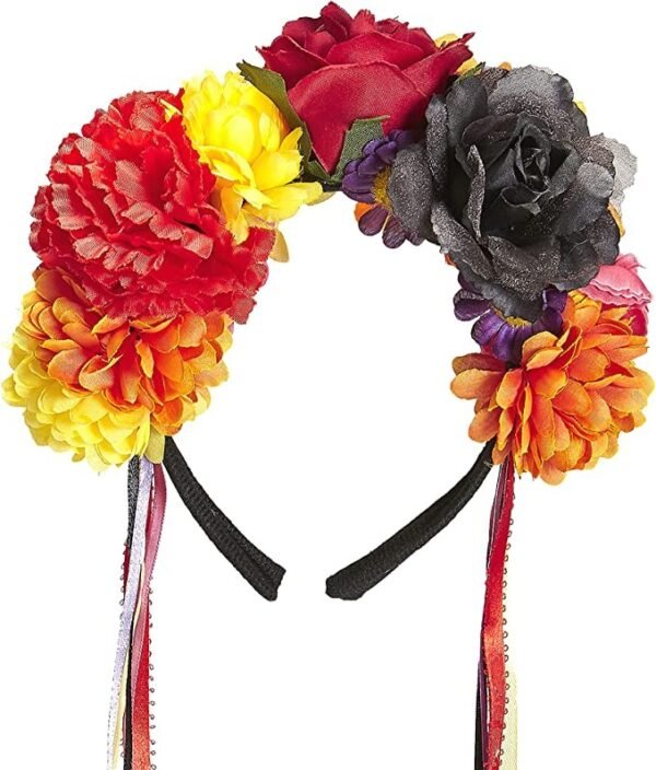 "CERCHIETTO FIORI CON NASTRI MULTICOLORE"
