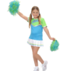"CHEERLEADER" verde/azzurro (vestito, 2 pom pom)