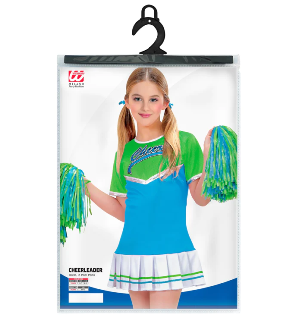 "CHEERLEADER" verde/azzurro (vestito, 2 pom pom)