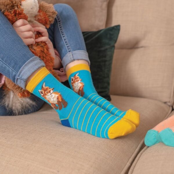 Childrens Socks Fox Born to be Wild Size 6 to 8.5
