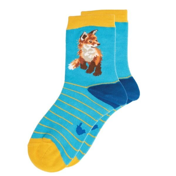 Childrens Socks Fox Born to be Wild Size 6 to 8.5