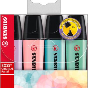 Confezione 4 evidenziatori Stabilo Boss Original Pastel (colori assortiti)