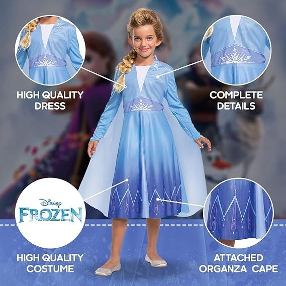Costume elsa traveling basic plus (eu) 7/8 anni