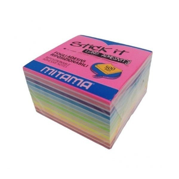 CUBO NOTES ADES.STICK IT FLUO MIX DES.500FG 7 5X7 5 MITAMA