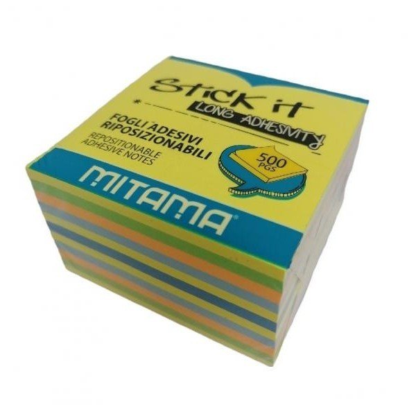 CUBO NOTES ADES.STICK IT FLUO MIX DES.500FG 7 5X7 5 MITAMA