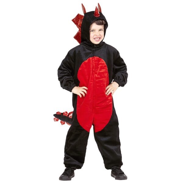 DRAGO NERO IN PELUCHE (costume con cappuccio)