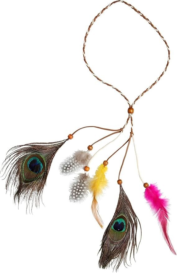 "FASCIA PER TESTA CON PIUME INDIANA MULTICOLORE"