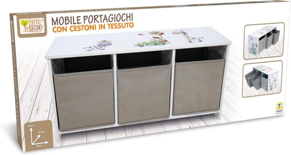FATTO DI LEGNO - MOBILE PORTAGIOC. C/CESTE TESSUTO