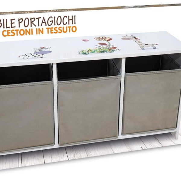 FATTO DI LEGNO - MOBILE PORTAGIOC. C/CESTE TESSUTO