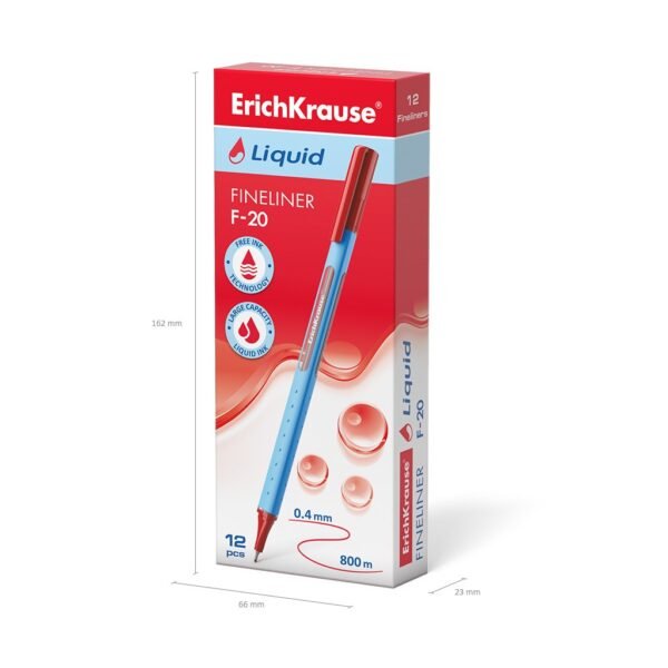 Fineliner ErichKrause&Acirc;&reg; Liquid F-20, ink color: red (box 12 pcs.)