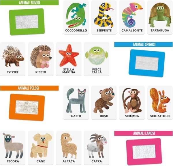 Flashcards Animali Tattili Montessori