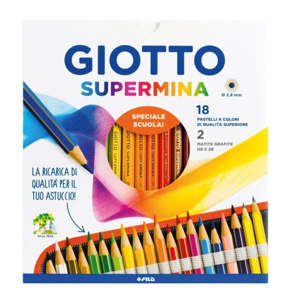 GIOTTO SUPERMINA RICARICA ASTUZZIO 18 PZ + 2 MATITE HB 2B