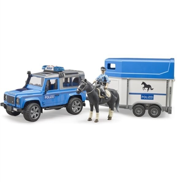 Land Rover Def. Police vehicle horse trailer,horse+policeman