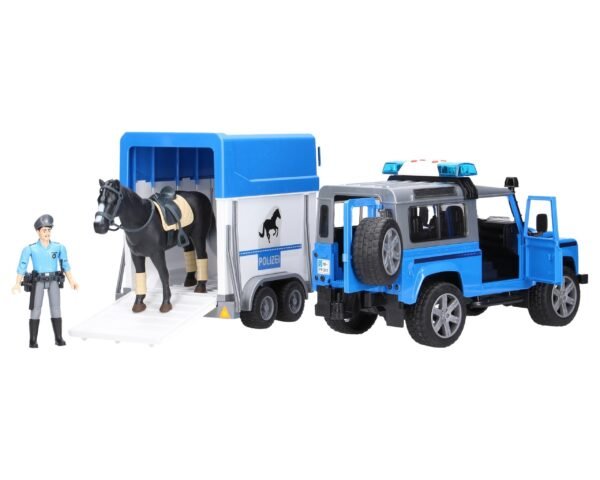 Land Rover Def. Police vehicle horse trailer,horse+policeman