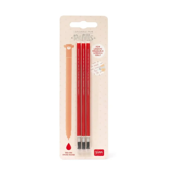 3 Refill penna gel cancellab. - erasable pen refills - red
