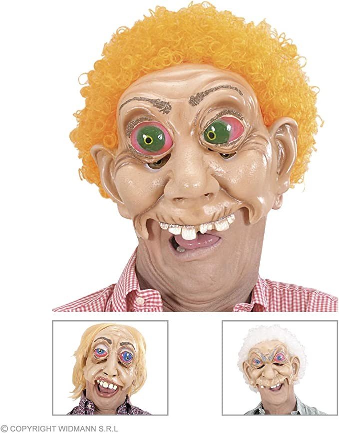 "MASCHERA FACCIA STRANA SENZA MENTO CON OCCHI